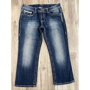 Vigoss Dublin Capri Jeans Mid Rise Studded Embroidered Women’s Sz 30 Waist